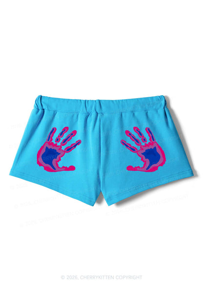 Bisexual Thermal Hands Pride Y2K Drawstring Mini Shorts Cherrykitten