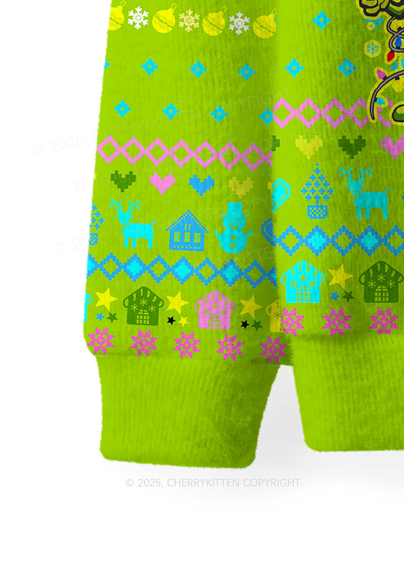 Cheerful Pickles Y2K Christmas Knit Sweatshirt Cherrykitten