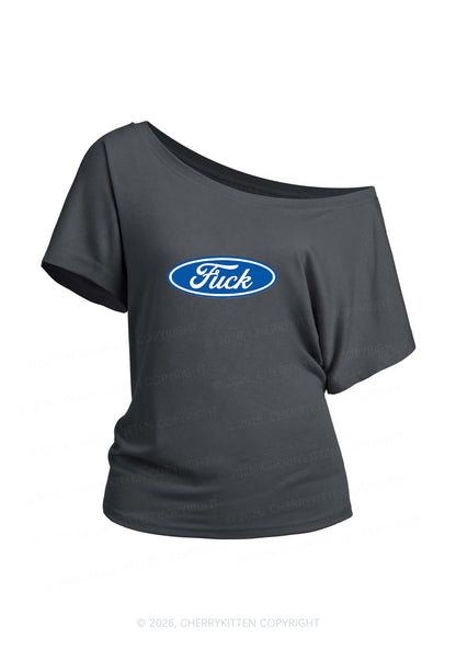 Oval Fxxk Y2K Off Shoulder Tee Cherrykitten