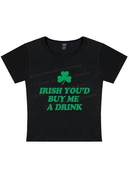 Irish Youd Buy Me A Drink St Patricks Y2K Baby Tee Cherrykitten
