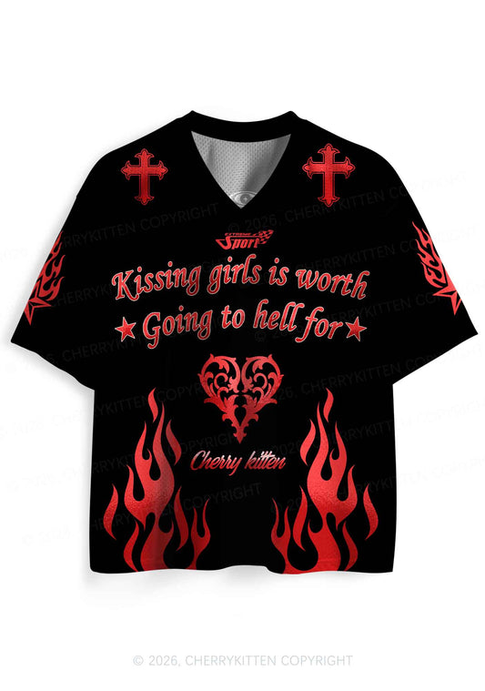 Kissing Girls Is Worth Pride Y2K Sport Jersey Shirts Cherrykitten