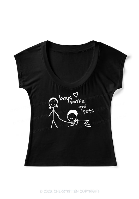 Boys Make Gr8 Pets Y2K V Neck T Shirts Cherrykitten