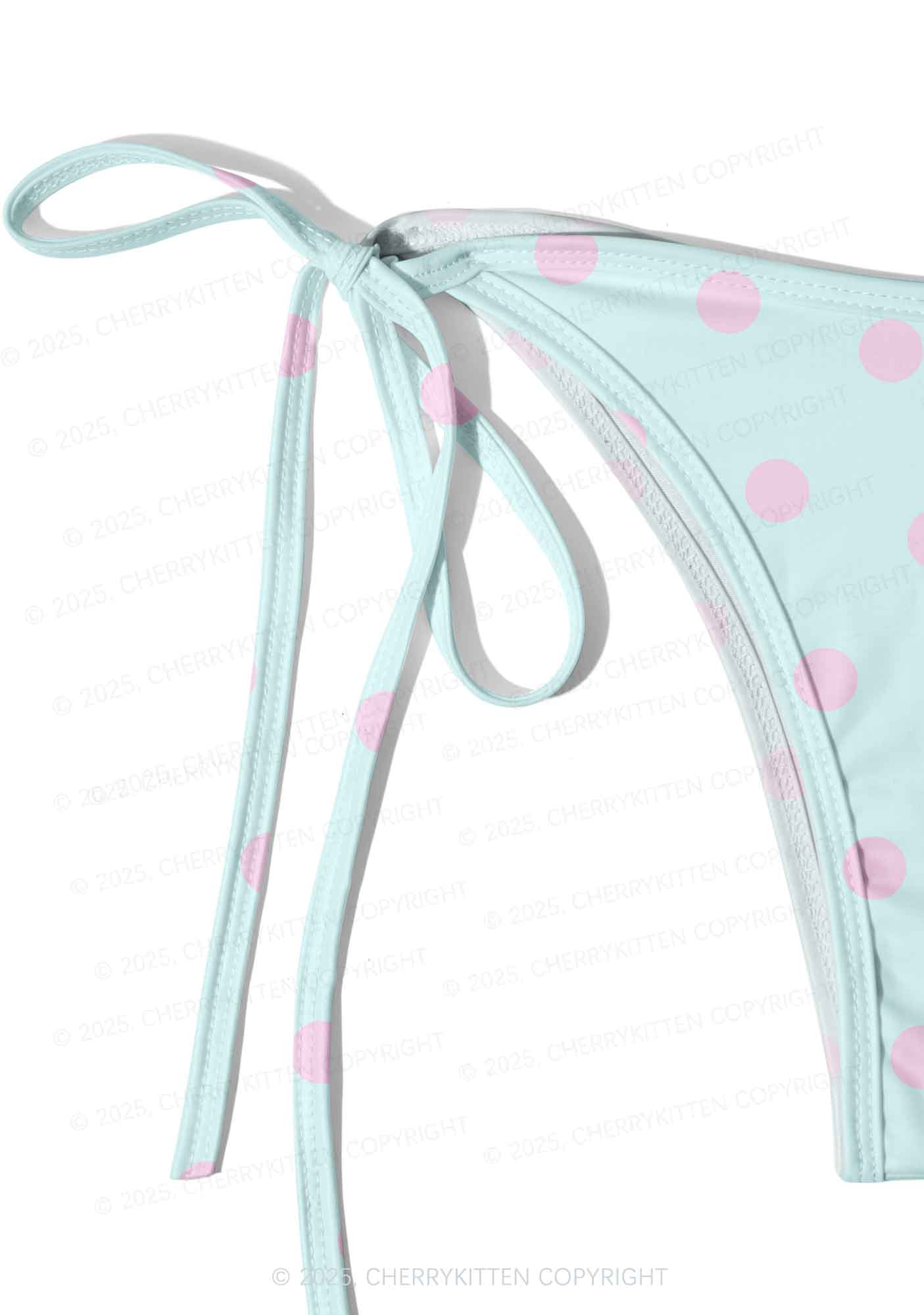 Mint Blue And Pink Dots Y2K Print Bikini Set Cherrykitten