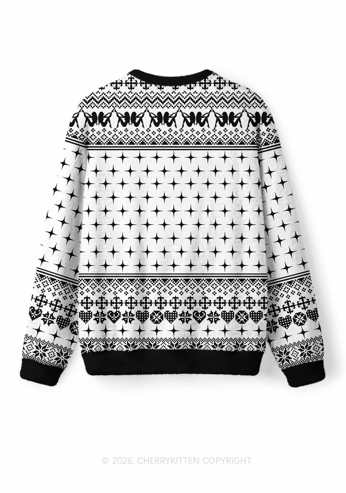 White Cxxt Flame Y2K Christmas Knit Sweatshirt Cherrykitten
