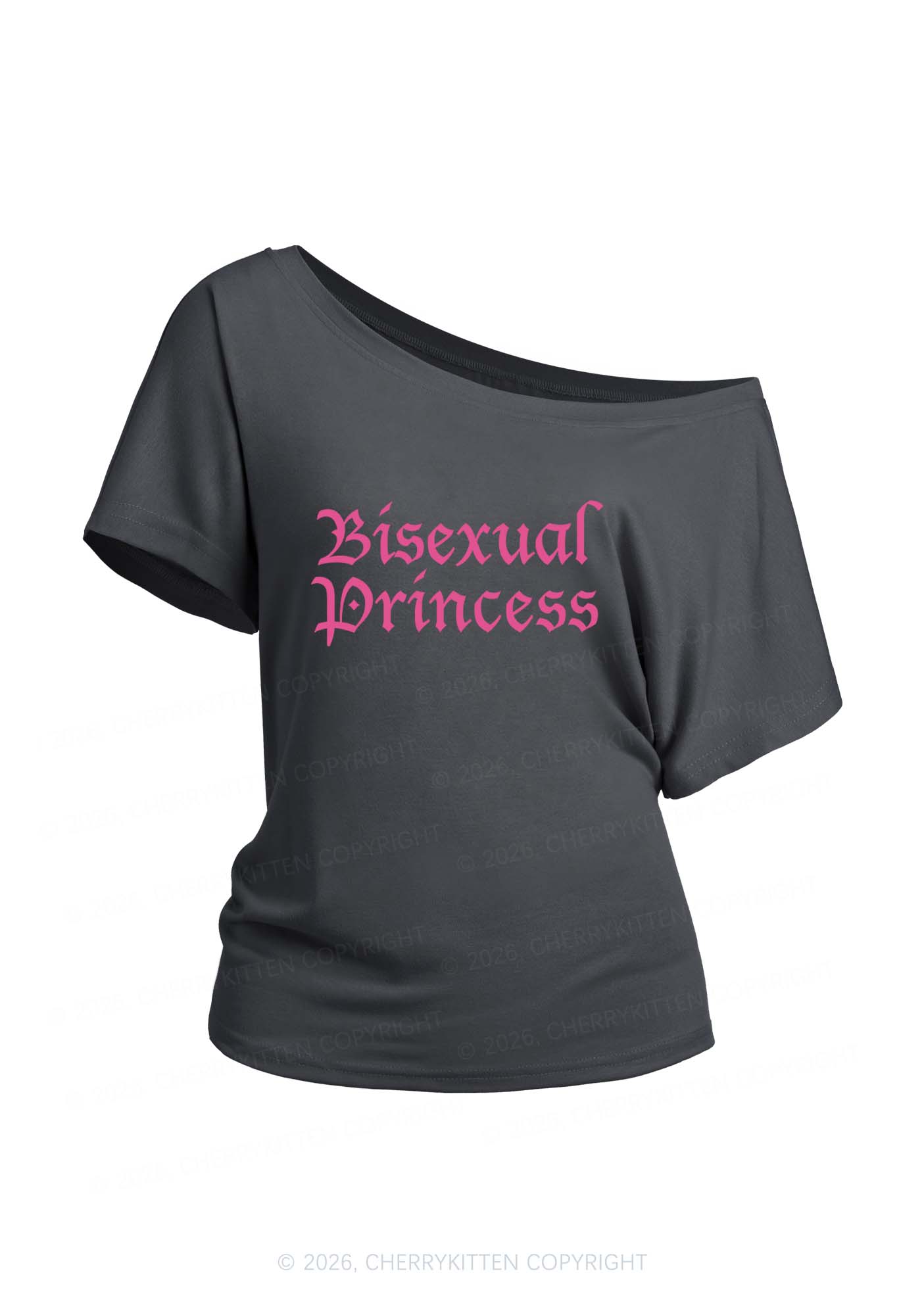 Bisexual Princess Pride Y2K Off Shoulder Tee Cherrykitten