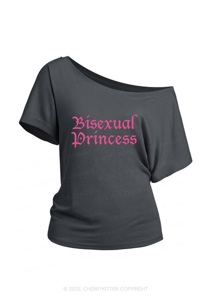 Bisexual Princess Pride Y2K Off Shoulder Tee Cherrykitten