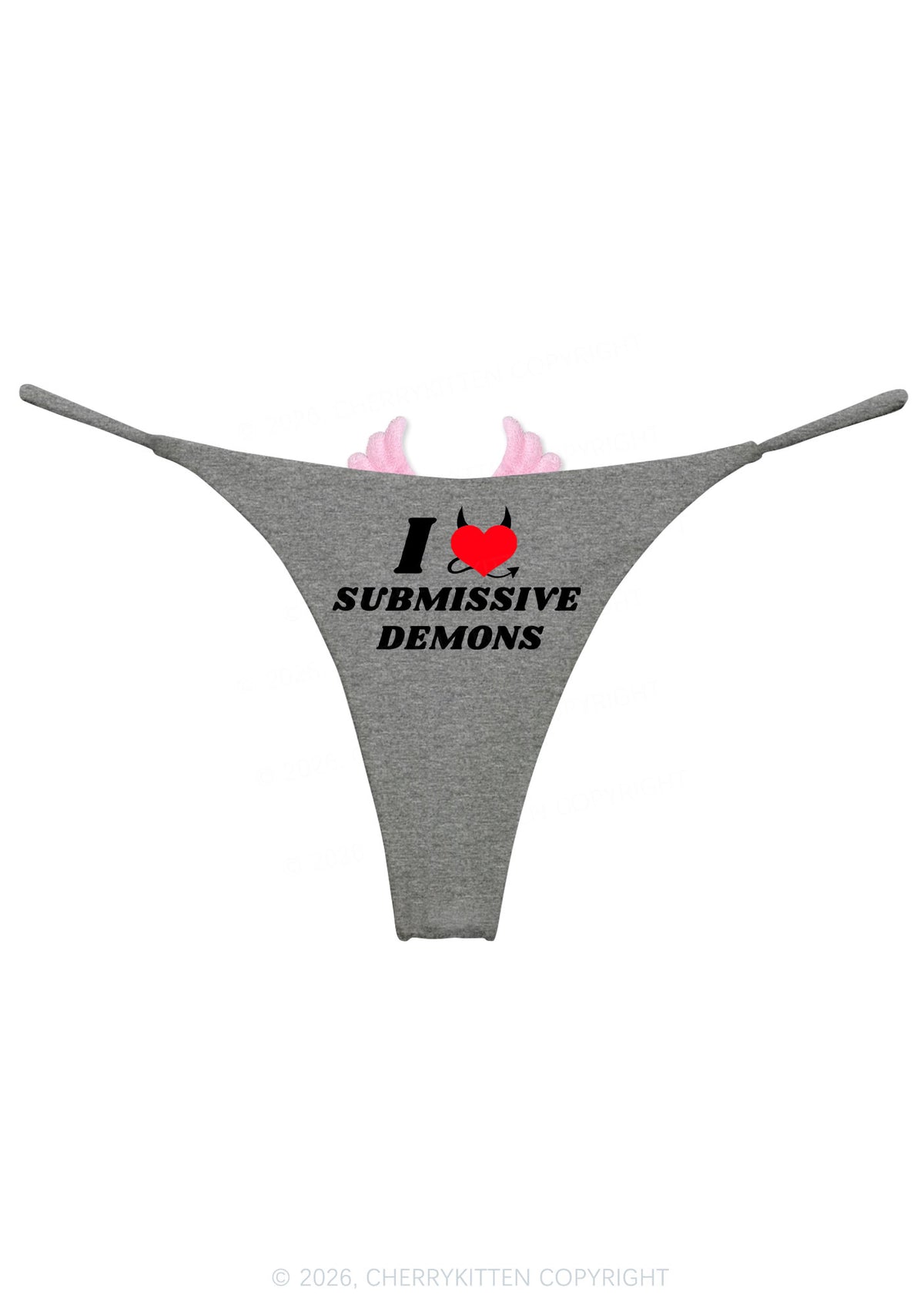 Halloween I Love S Demons Y2K Goth Angel Wings Bikini String Thong Cherrykitten