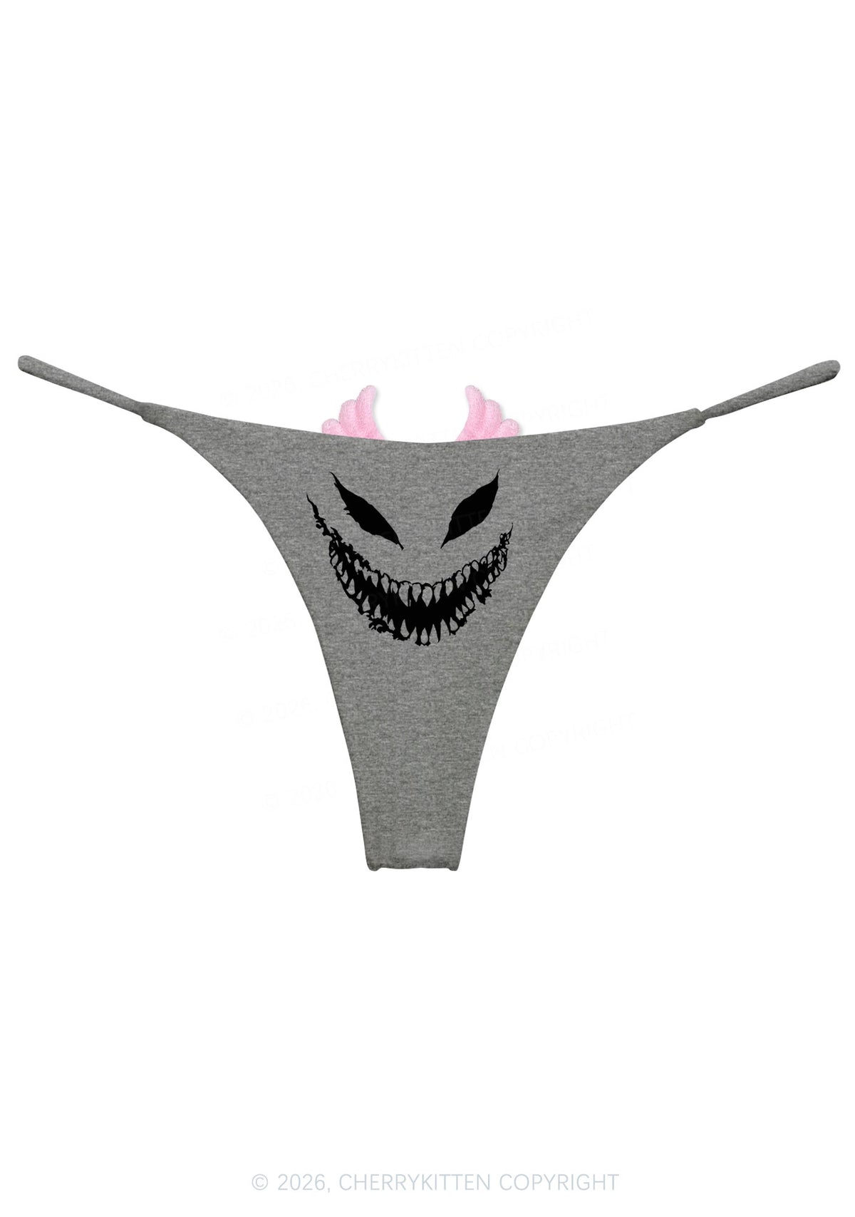 Halloween Smiling Silhouette Y2K Goth Angel Wings Bikini String Thong Cherrykitten