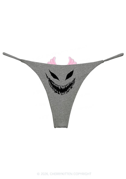 Halloween Smiling Silhouette Y2K Goth Angel Wings Bikini String Thong Cherrykitten