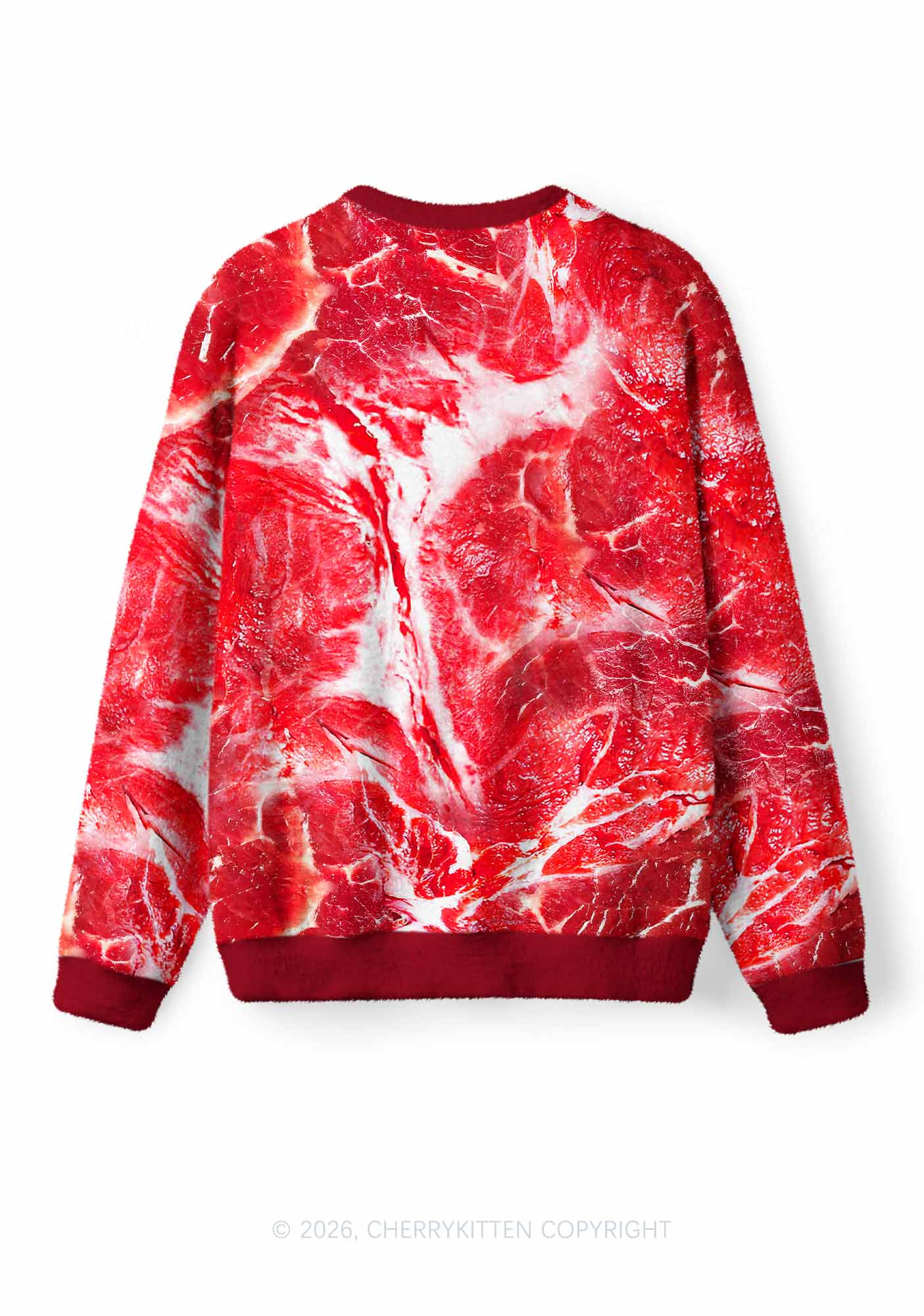 Beef Steak Texture Y2K Christmas Knit Sweatshirt Cherrykitten
