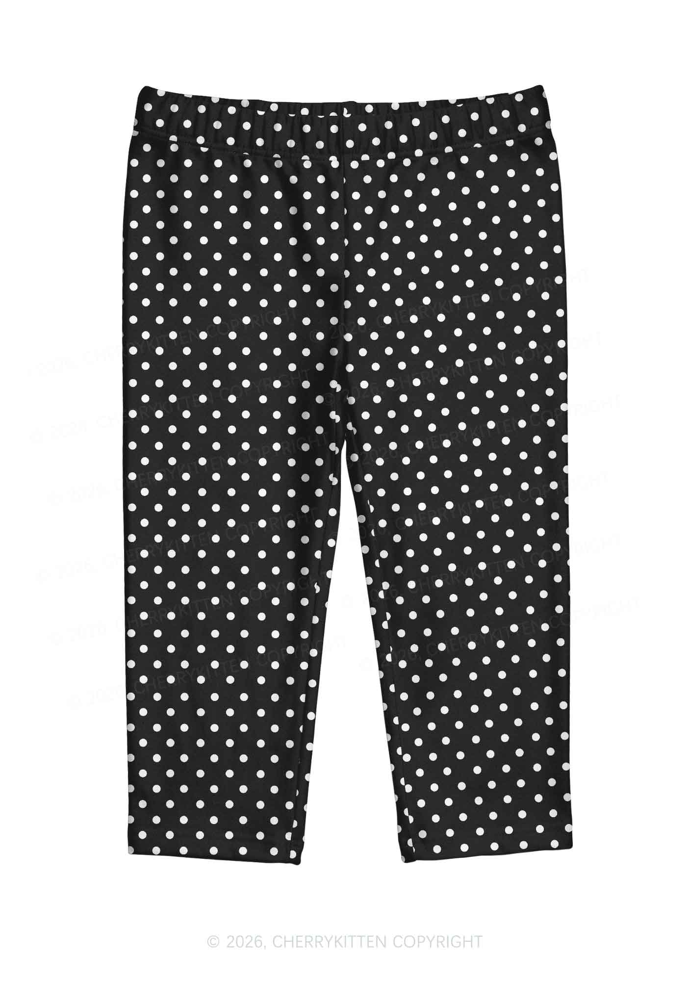 White Dots On Black Y2K Print Capri Pants Cherrykitten