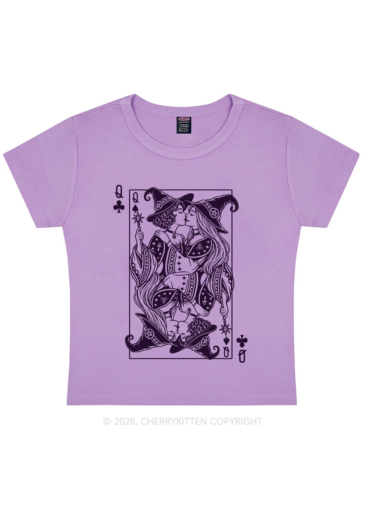 Halloween Witches Queen Kiss Y2K Baby Tee Cherrykitten