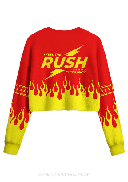 I Feel The Rush Y2K Crop Knit Sweatshirt Cherrykitten
