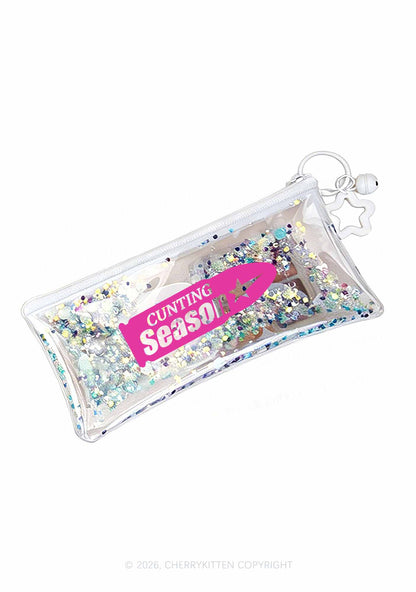 Cunting Season Y2K Quicksand Transparent Pencil Pouch Cherrykitten