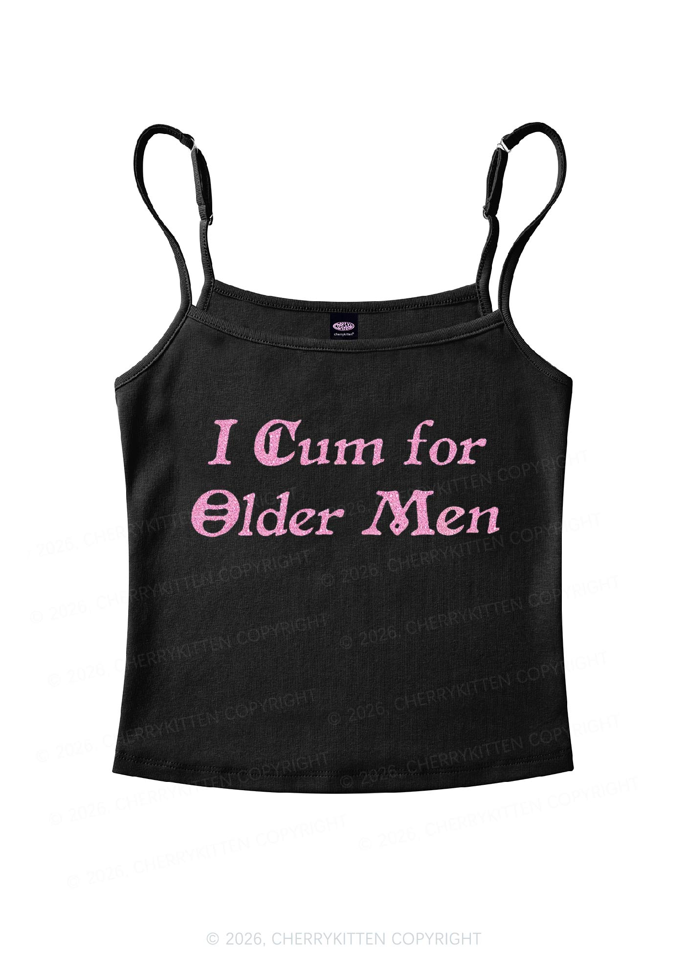 Glitter Come For Older Men Y2K Spaghetti Strap Cami Cherrykitten