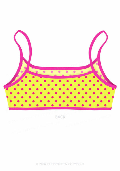 Hot Pink Dots On Yellow Y2K Print Super Crop Cami Cherrykitten