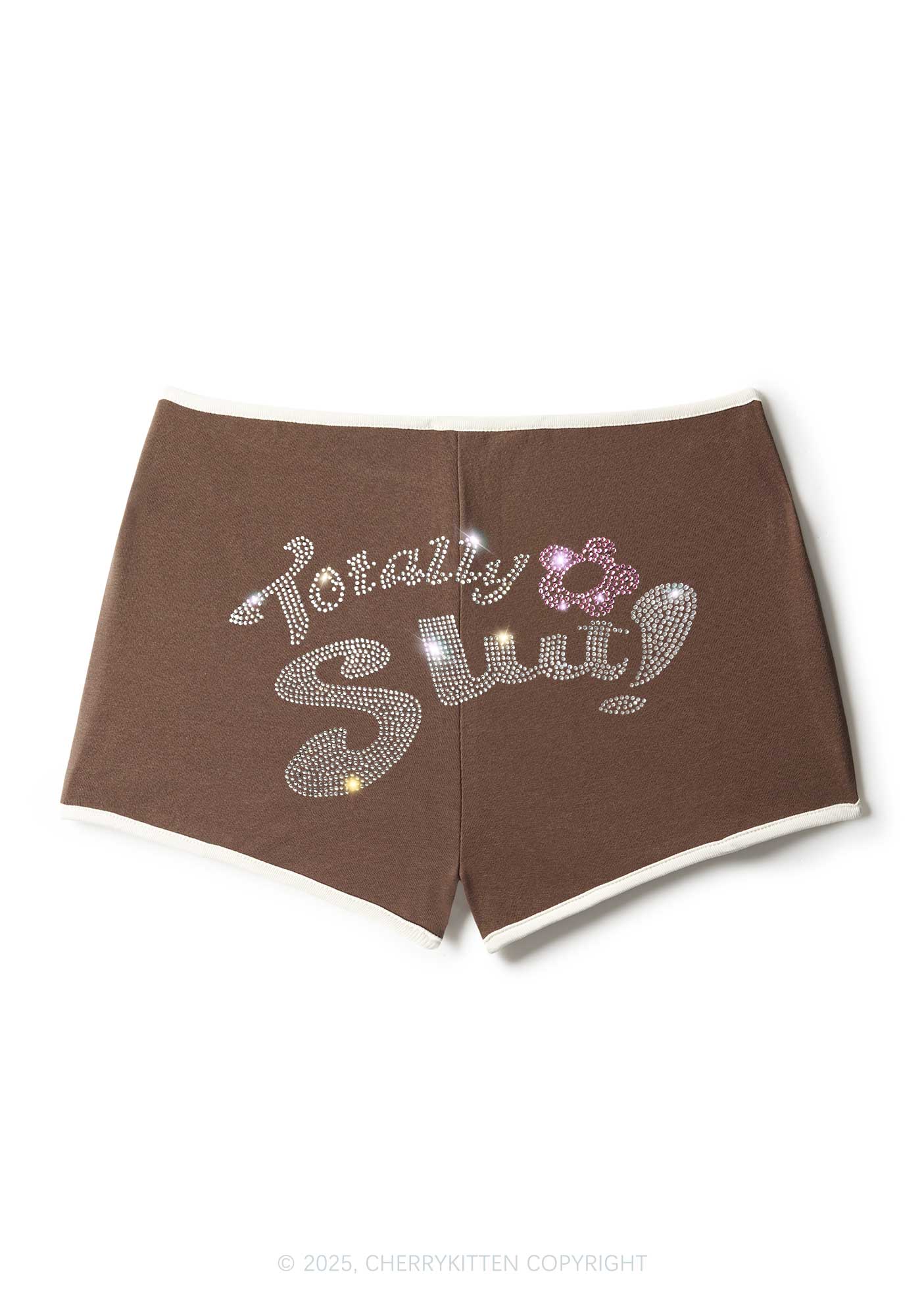 Rhinestone Totally Slxt Y2K Booty Shorts Cherrykitten