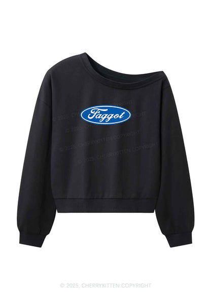 Faggot Pride Y2K Off Shoulder Sweatshirts Cherrykitten