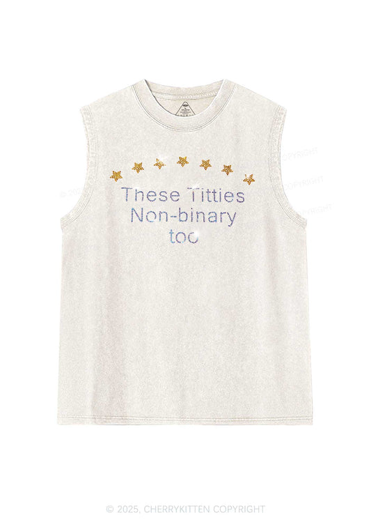 Rhinestone Txtties Nonbinary Too Y2K Washed Muscle Tank Cherrykitten