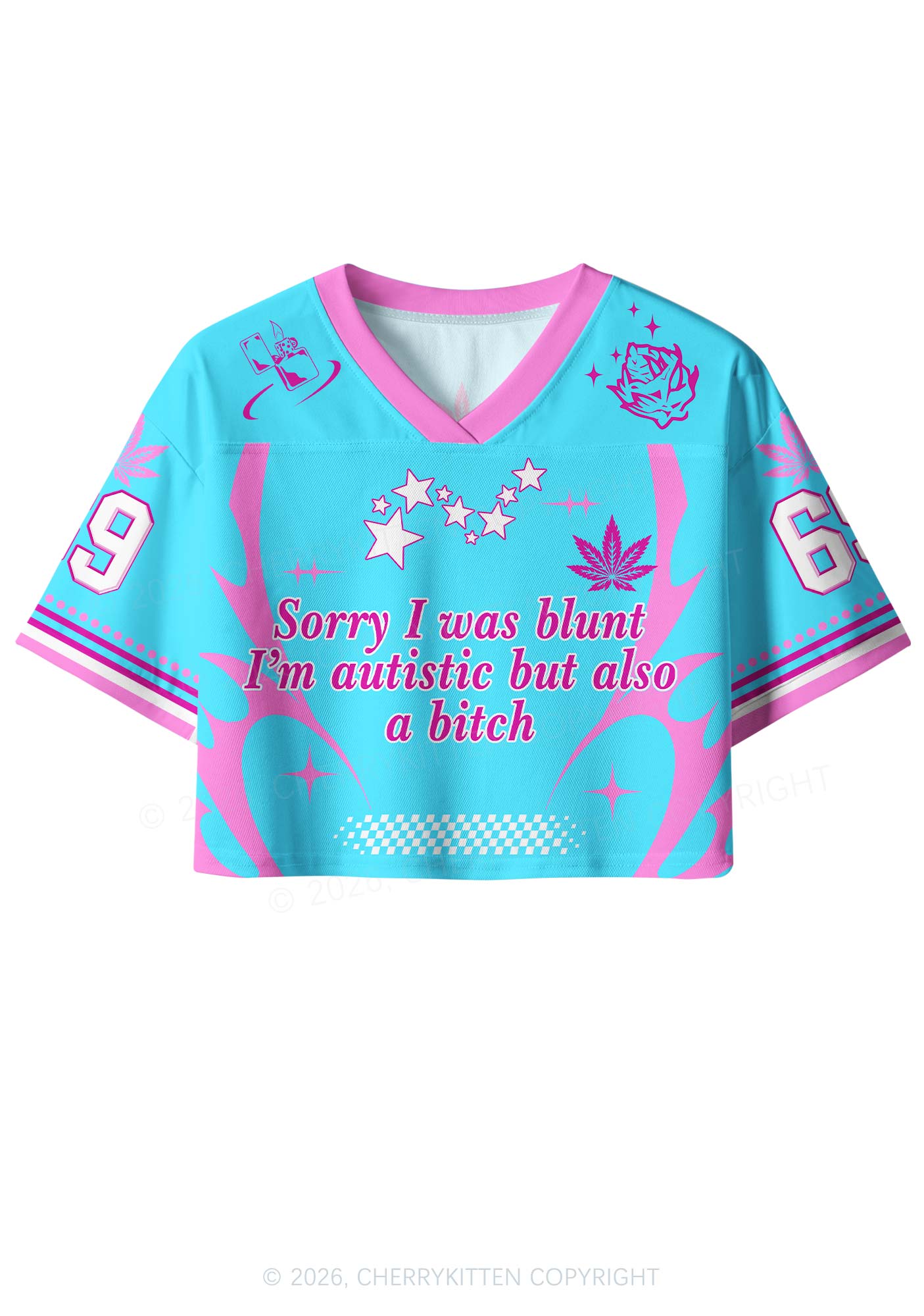 Sorry I Was Blunt Y2K Crop Sport Jersey Shirts Cherrykitten