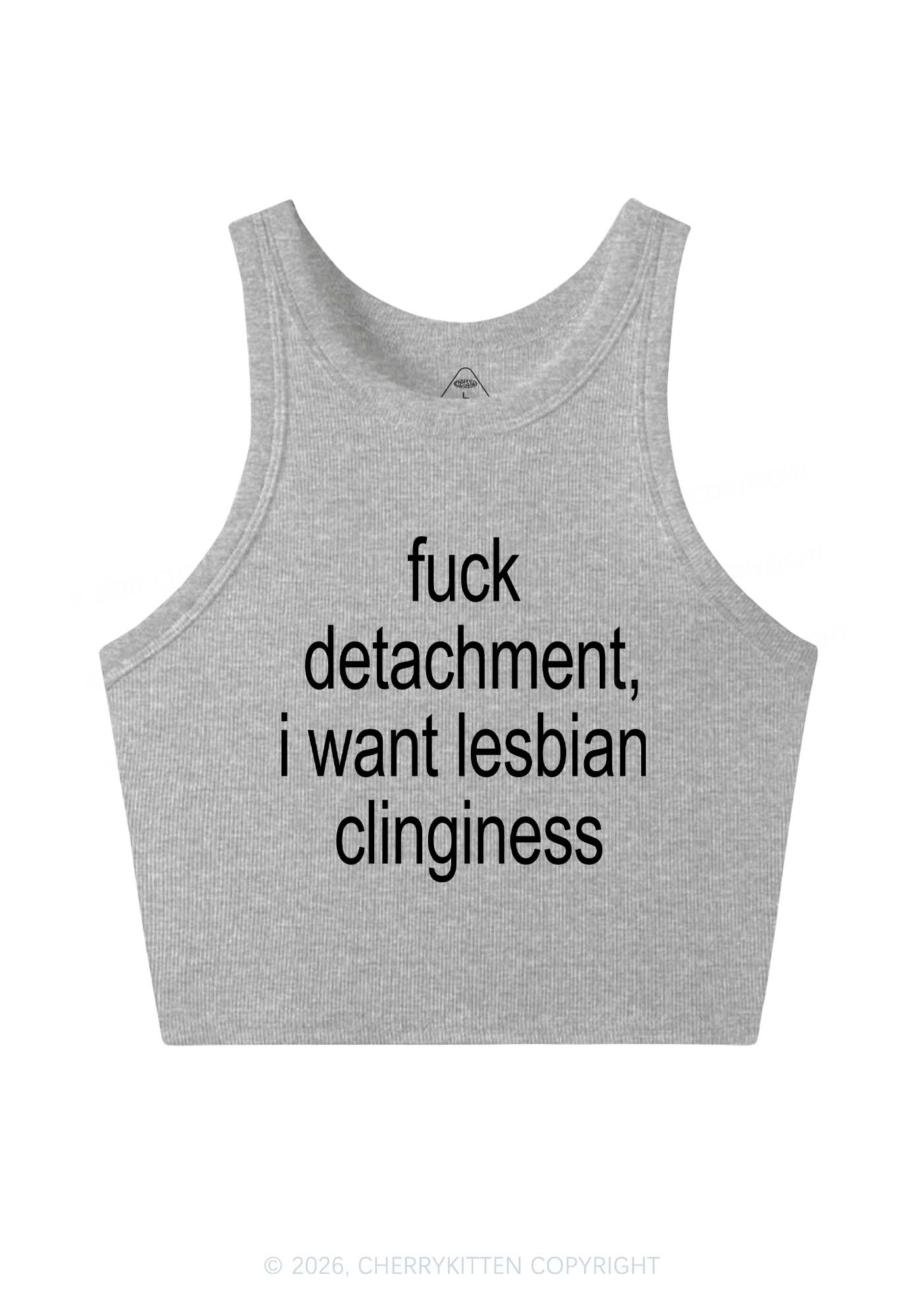 I Want Lesbian Clinginess Pride Y2K Crop Tank Top Cherrykitten