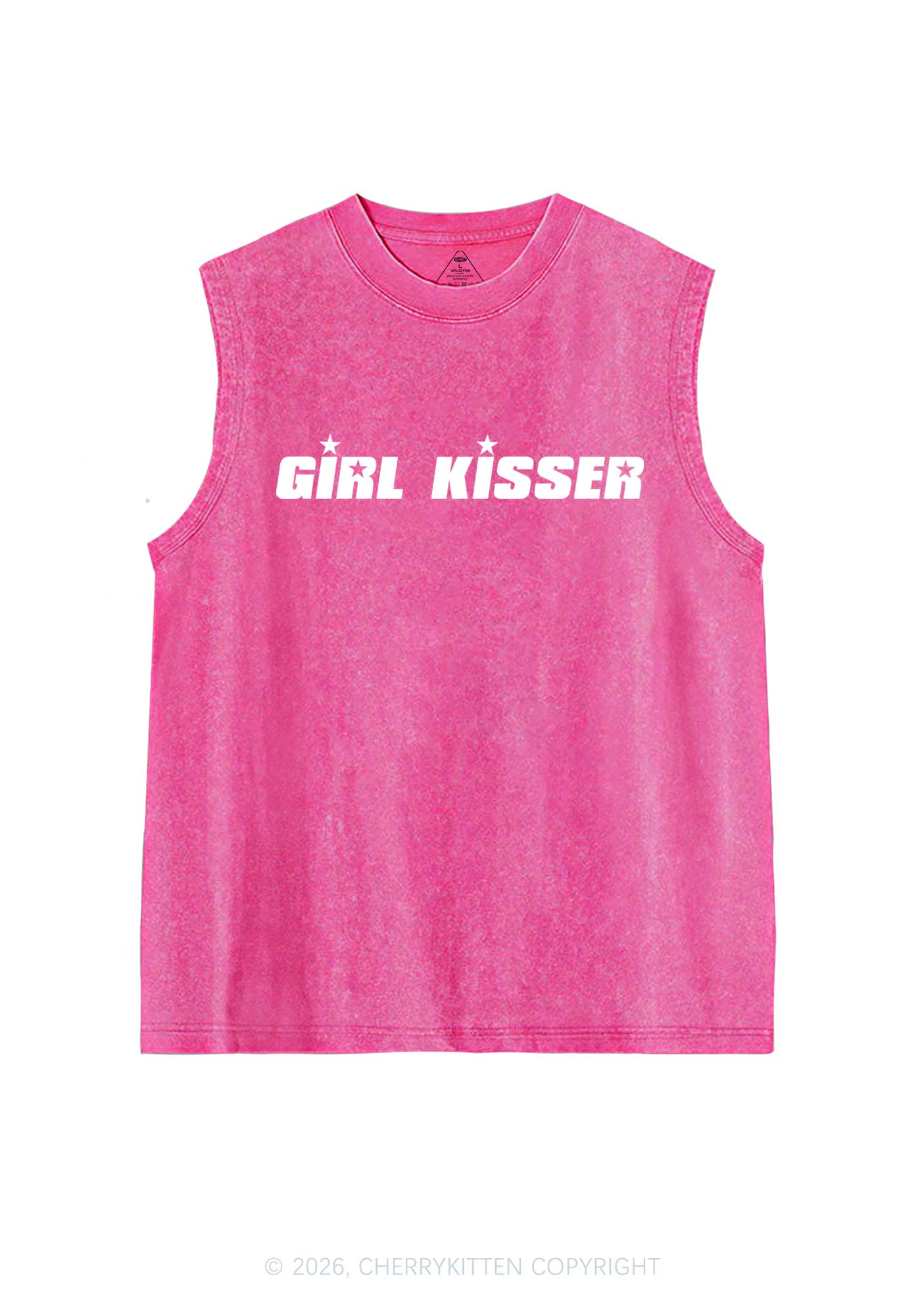 Girl Kisser Star Pride Y2K Washed Muscle Tank Cherrykitten