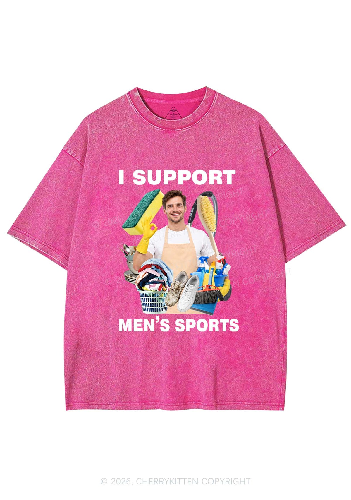 I Support Mens Sports Y2K Shirts Washed Tee Cherrykitten