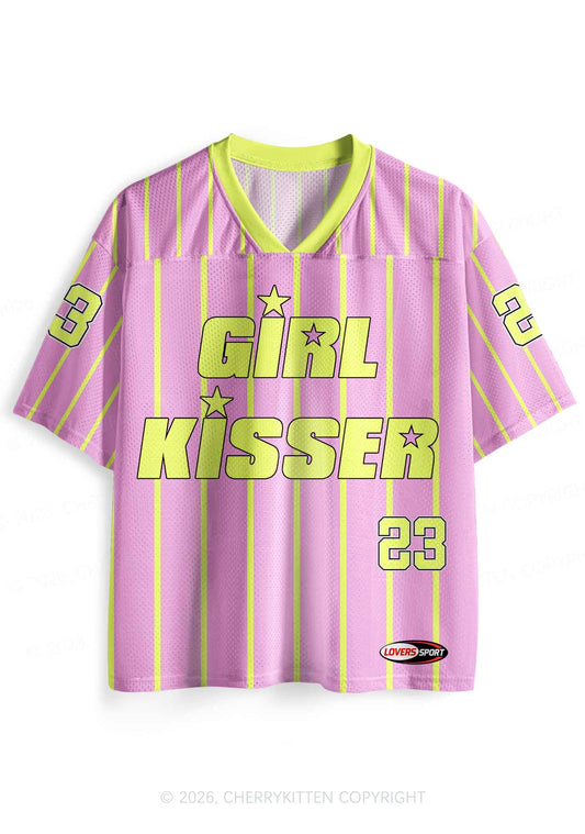 Pale Yellow Girl Kisser Pride Y2K Sport Jersey Shirts Cherrykitten