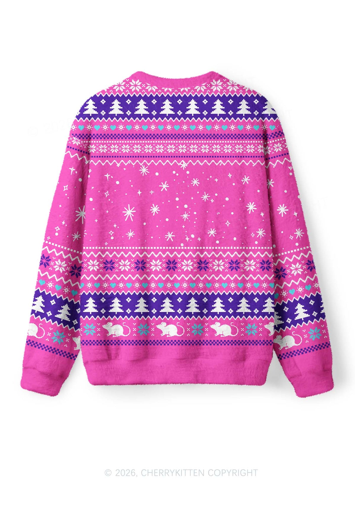 Overstimulated But Festive Christmas Opossum Y2K Knit Sweatshirt Cherrykitten
