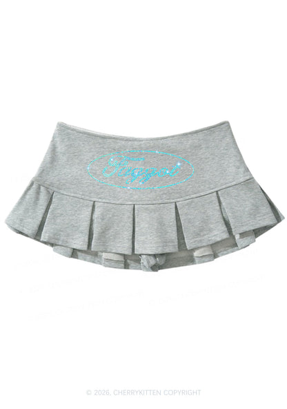 Rhinestone Oval Faggot Pride Y2K Mini Pleated Skirts Cherrykitten