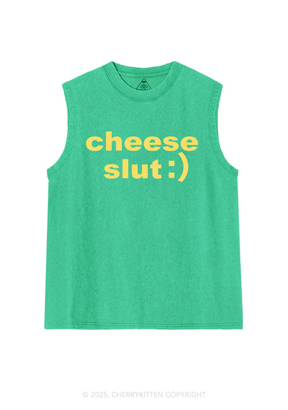 Cheese Slxt Y2K Washed Muscle Tank Cherrykitten