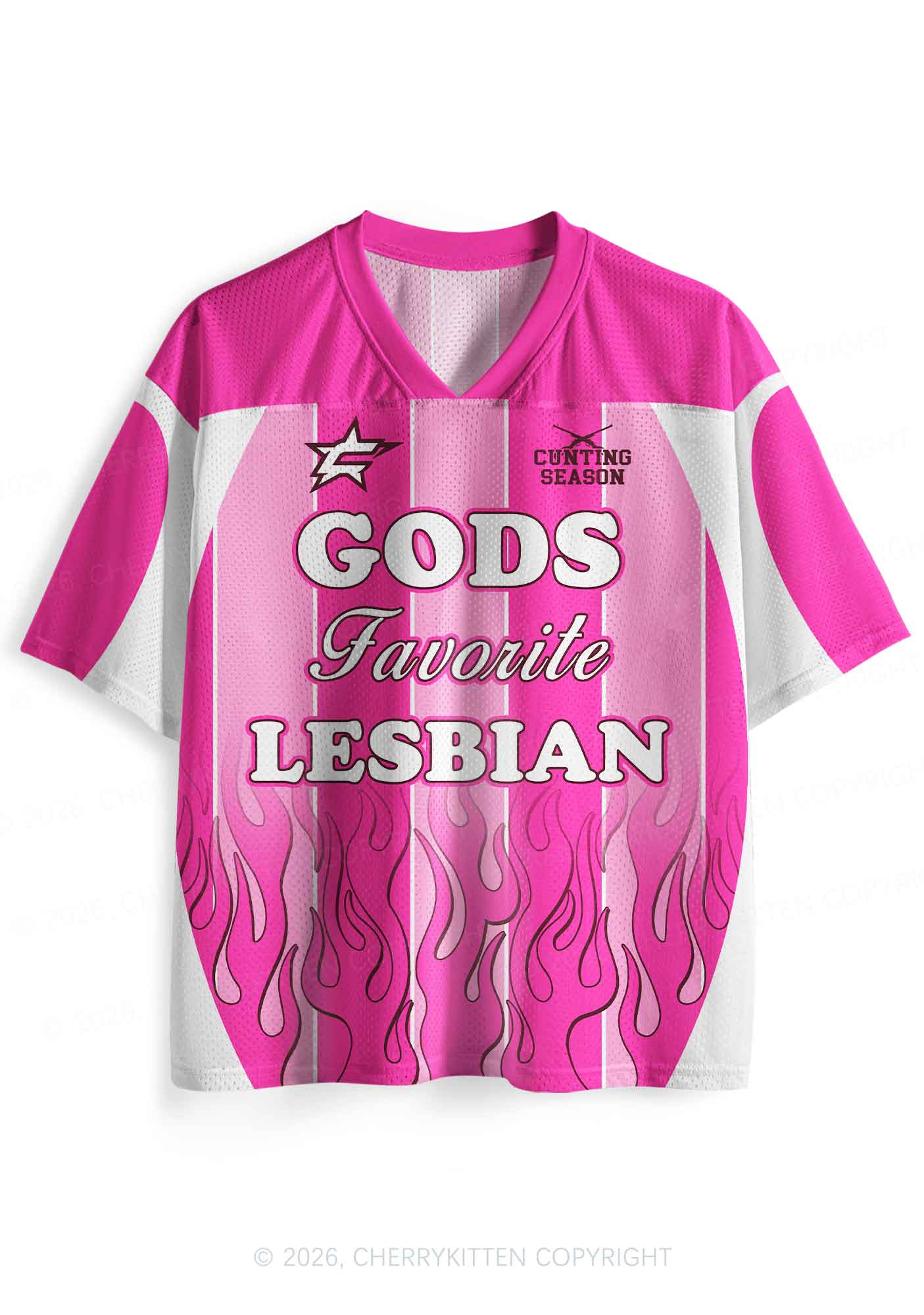 Hot Pink Gods Favorite Lesbian Pride Y2K Sport Jersey Shirts Cherrykitten
