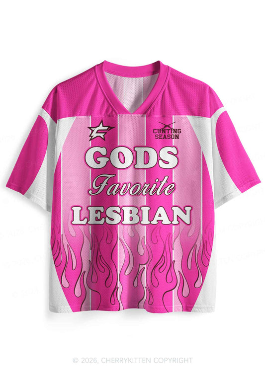 Hot Pink Gods Favorite Lesbian Pride Y2K Sport Jersey Shirts Cherrykitten