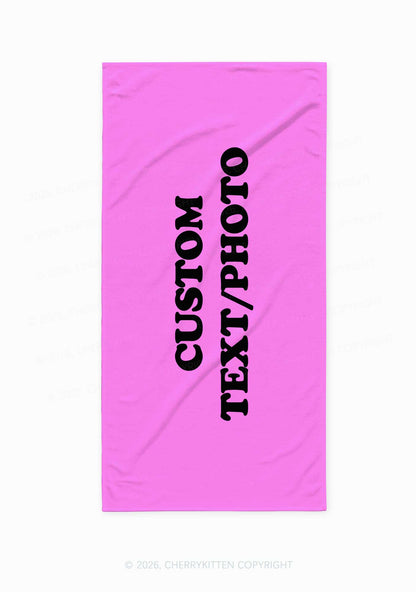 Custom Personalized Text Y2K Beach Towel Cherrykitten