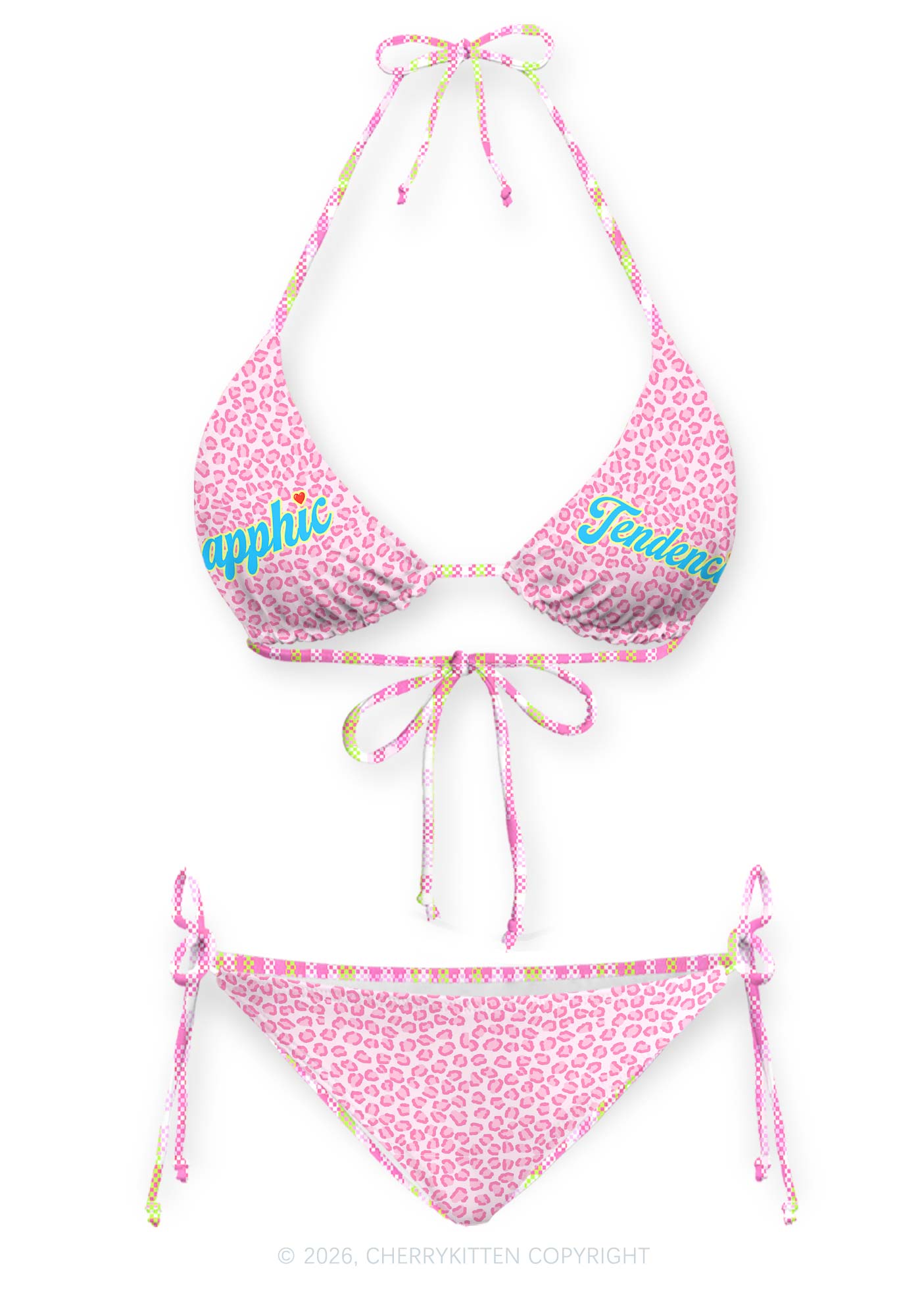 Sapphic Tendencies Pride Y2K Print Bikini Set Cherrykitten