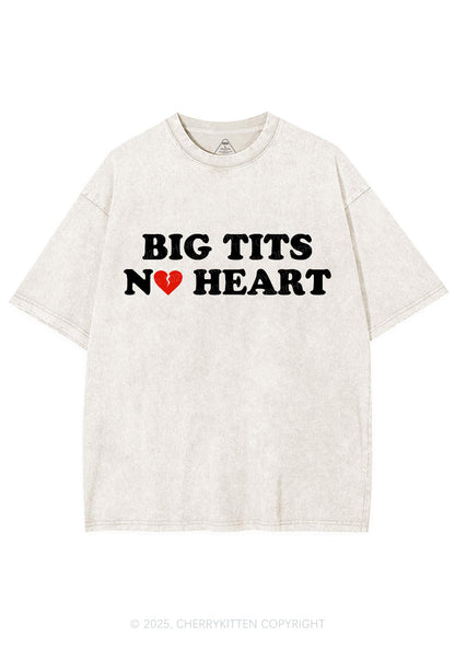 Big Txts No Heart Y2K Shirts Washed Tee Cherrykitten