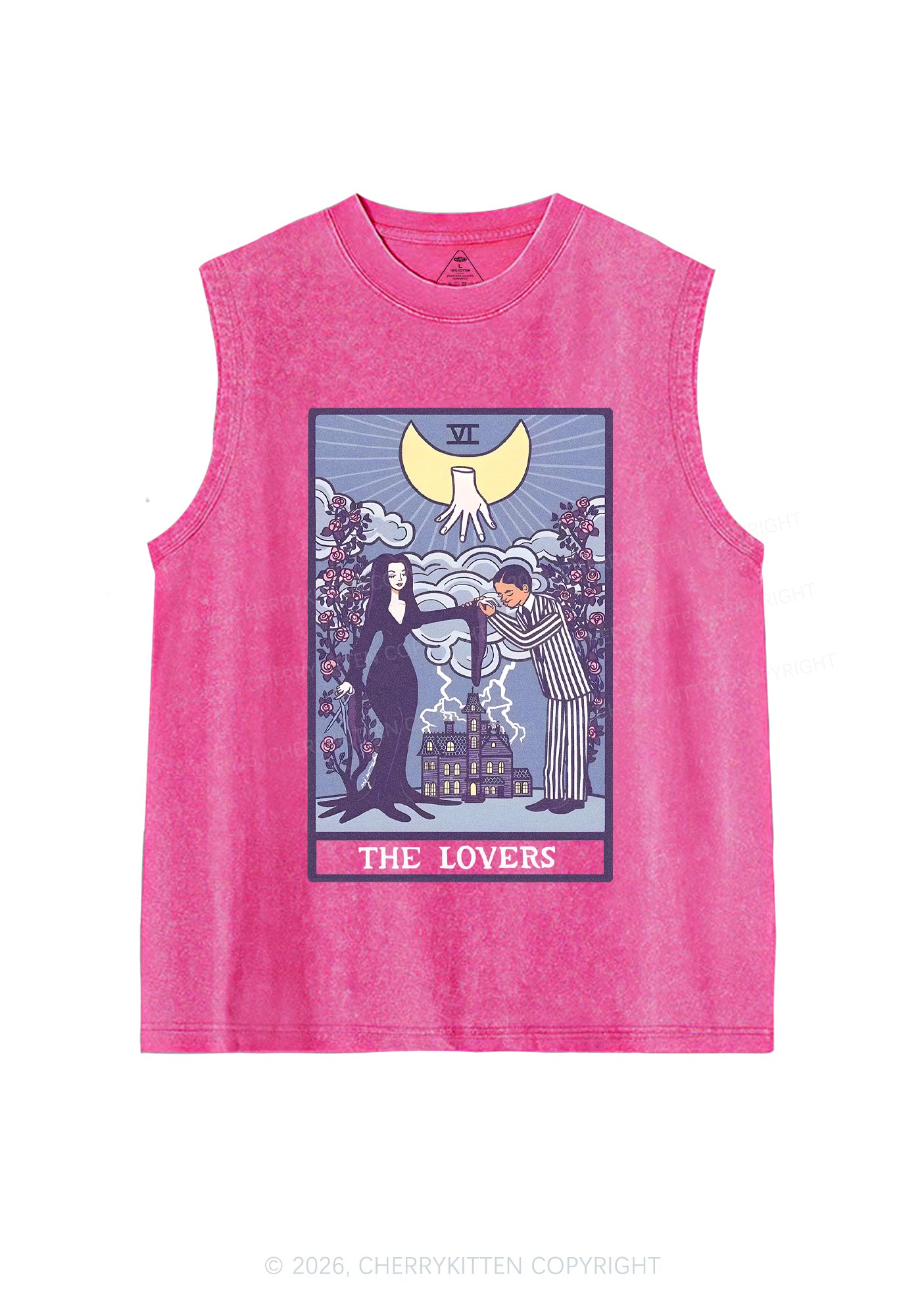 Halloween The Lovers Y2K Washed Muscle Tank Cherrykitten