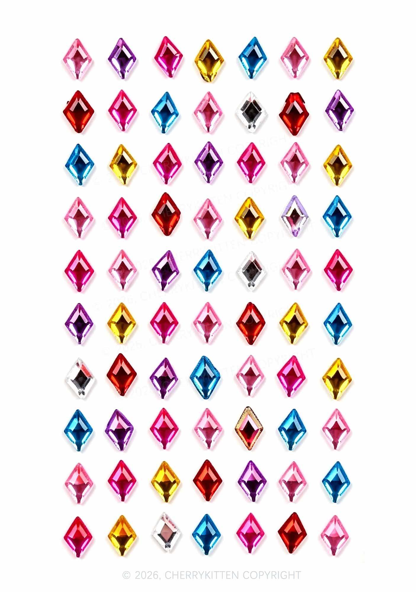 1pc Rhombus Shaped Rhinestones Y2K Face Sticker Cherrykitten