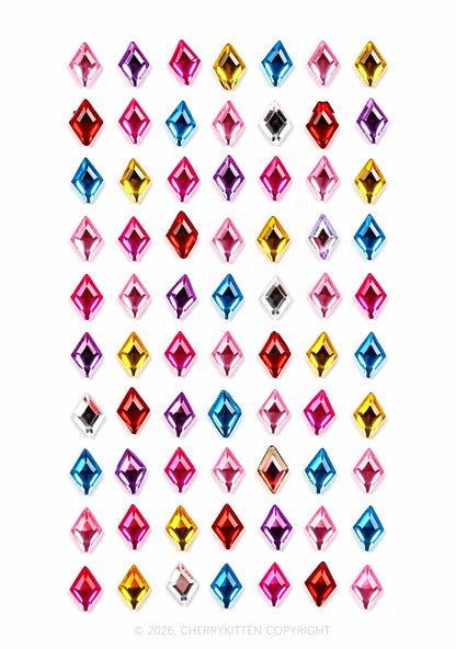 1pc Rhombus Shaped Rhinestones Y2K Face Sticker Cherrykitten