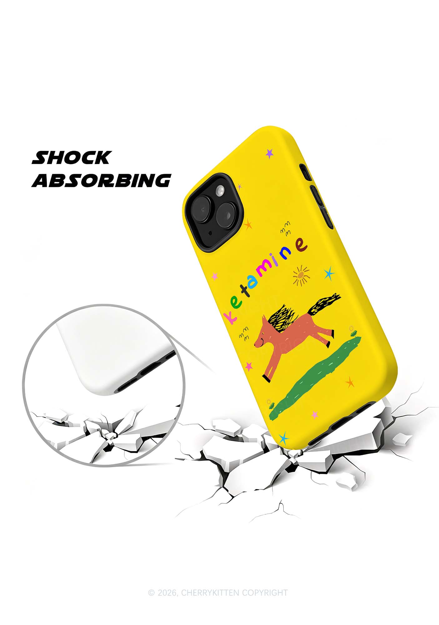Orange Pony On Yellow Y2K Phone Case Cherrykitten