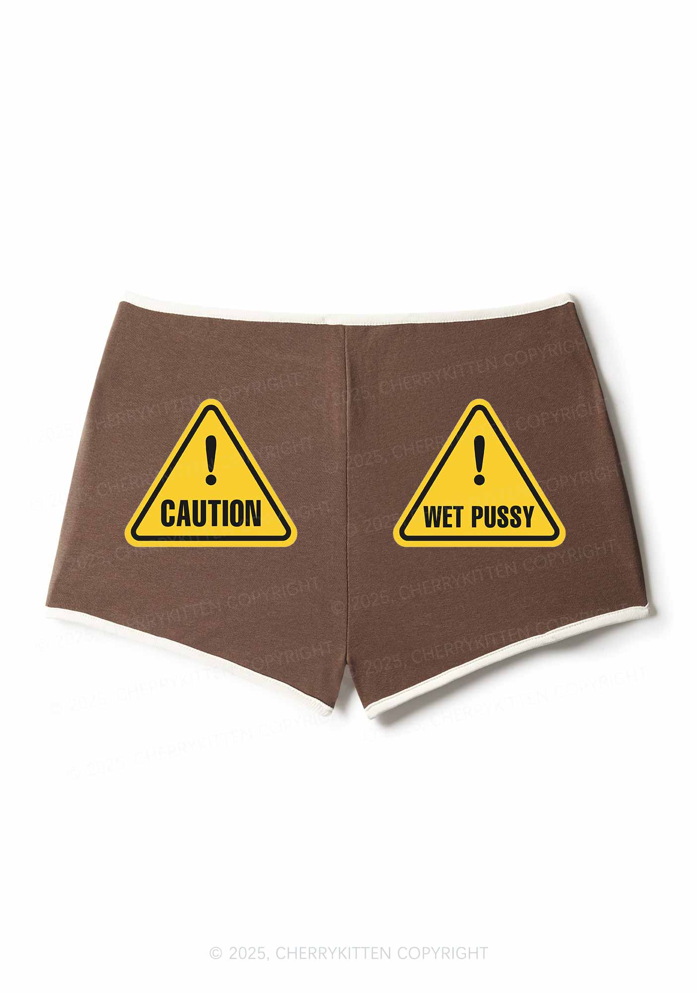 Caution Wet Puxxy Y2K Booty Shorts Cherrykitten