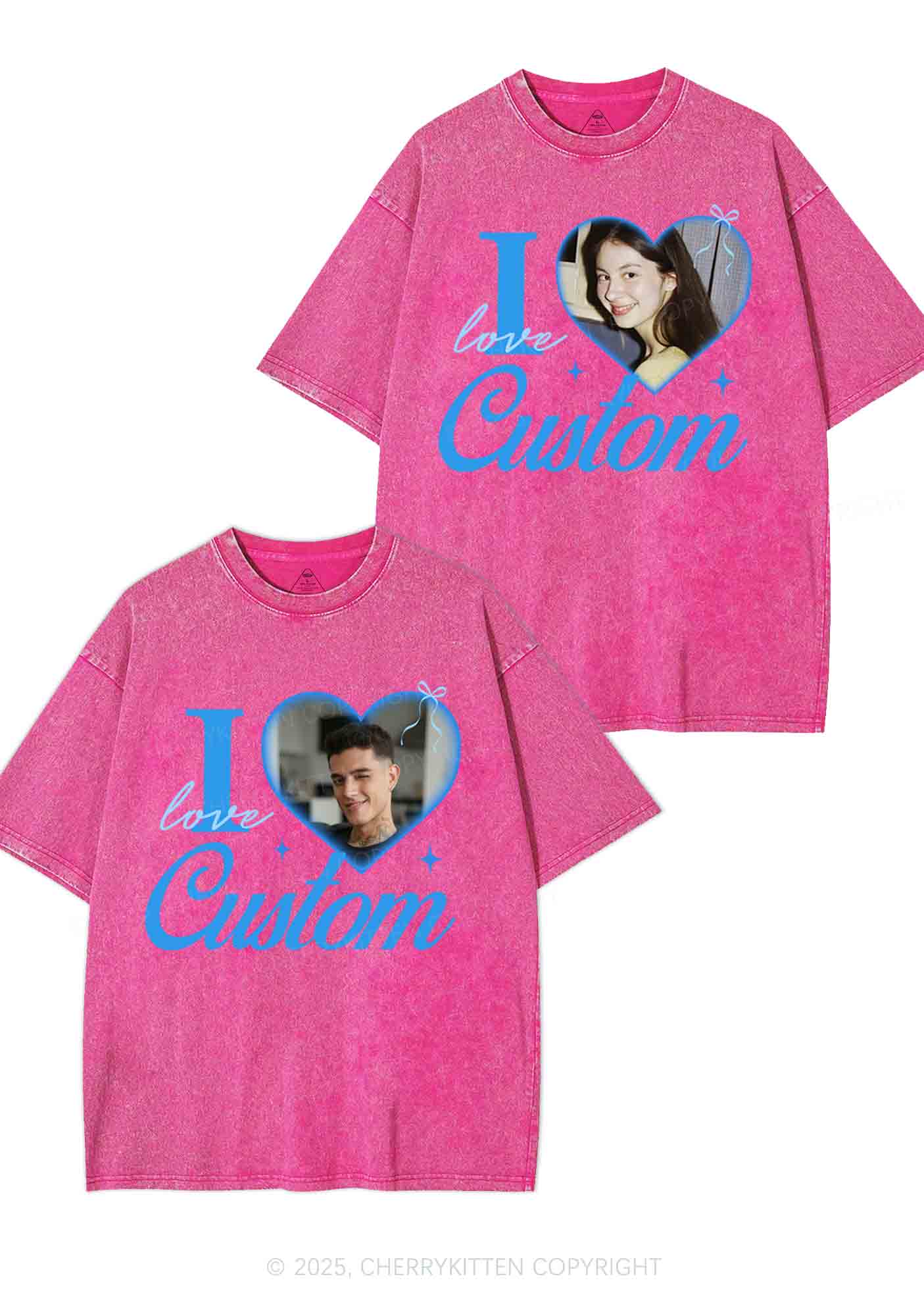 I Love Custom Y2K Valentine's Day Washed Tee Cherrykitten