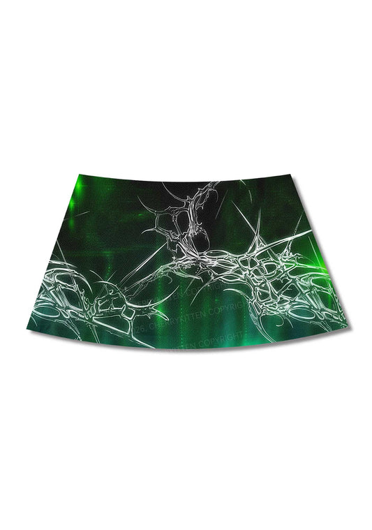 Green Gothic Art Pride Y2K Print Mini Skirt Cherrykitten