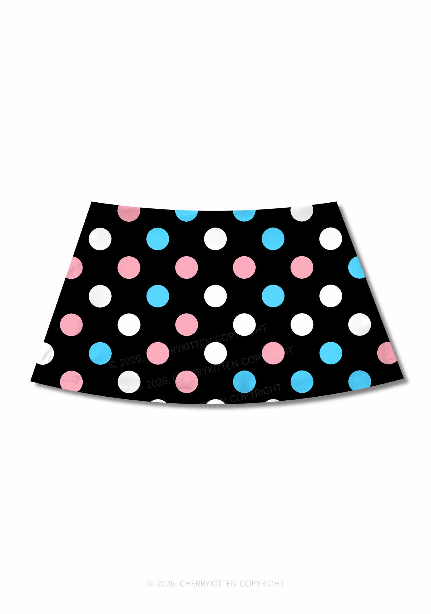 Trans Dots On Black Pride Y2K Print Mini Skirt Cherrykitten