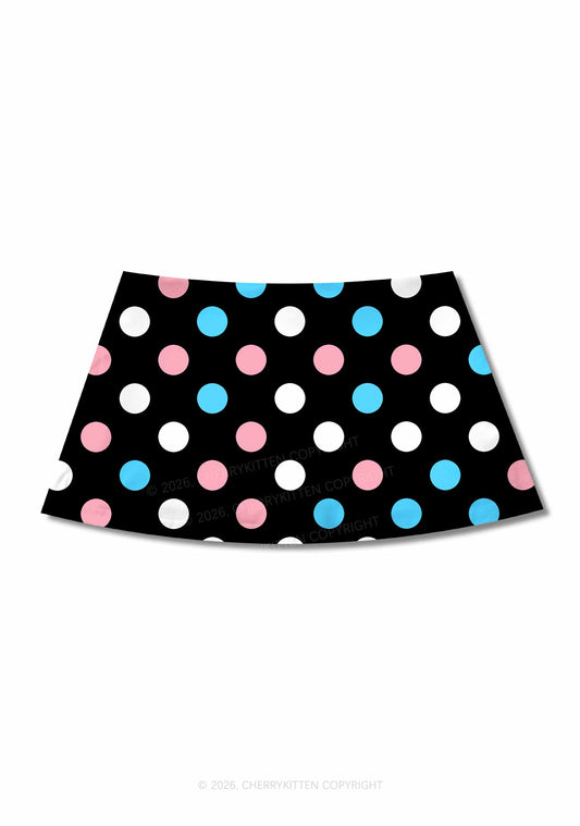 Trans Dots On Black Pride Y2K Print Mini Skirt Cherrykitten