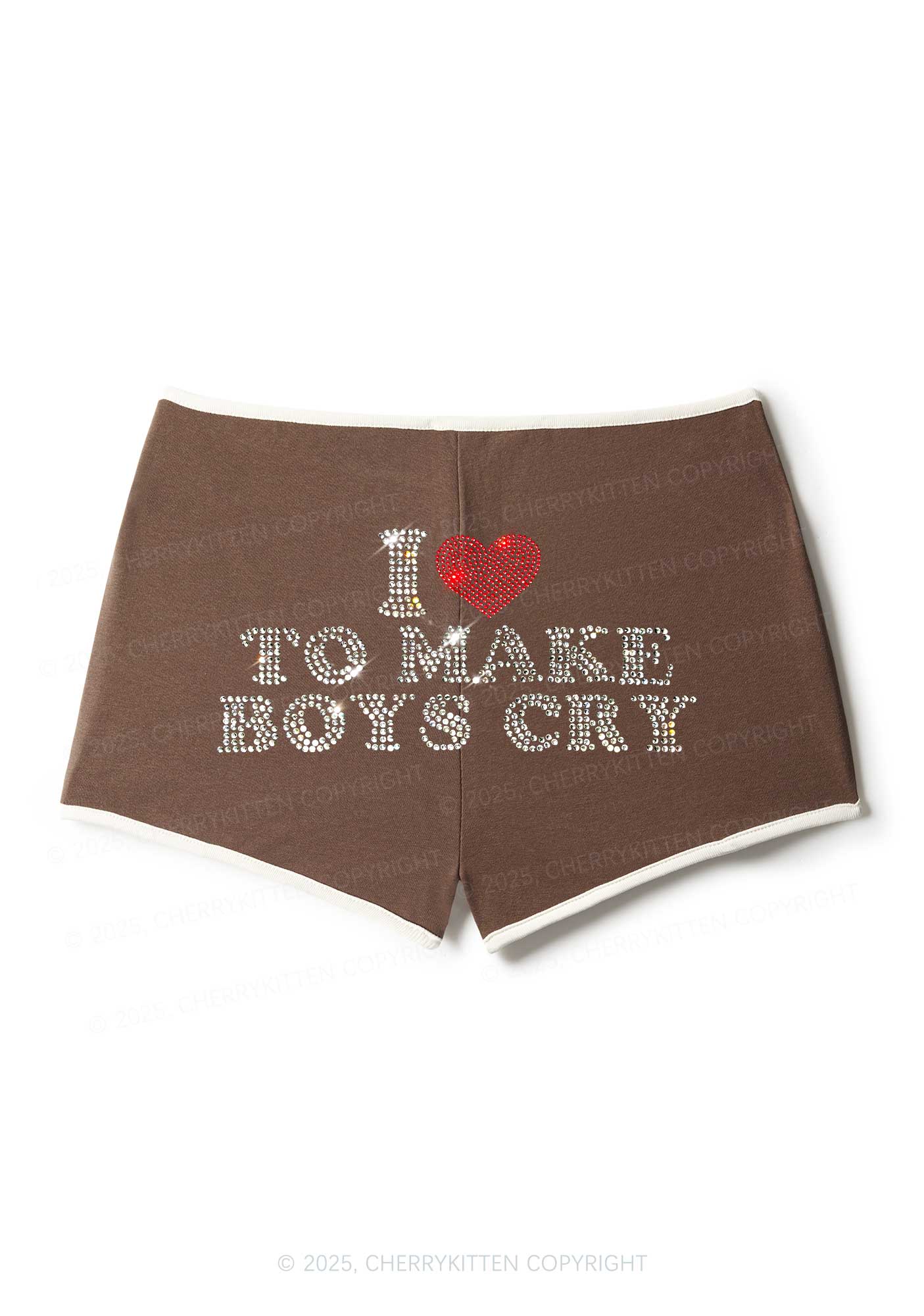 Rhinestone Love To Make Boys Cry Y2K Booty Shorts Cherrykitten