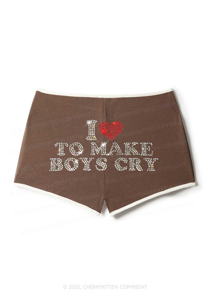 Rhinestone Love To Make Boys Cry Y2K Booty Shorts Cherrykitten
