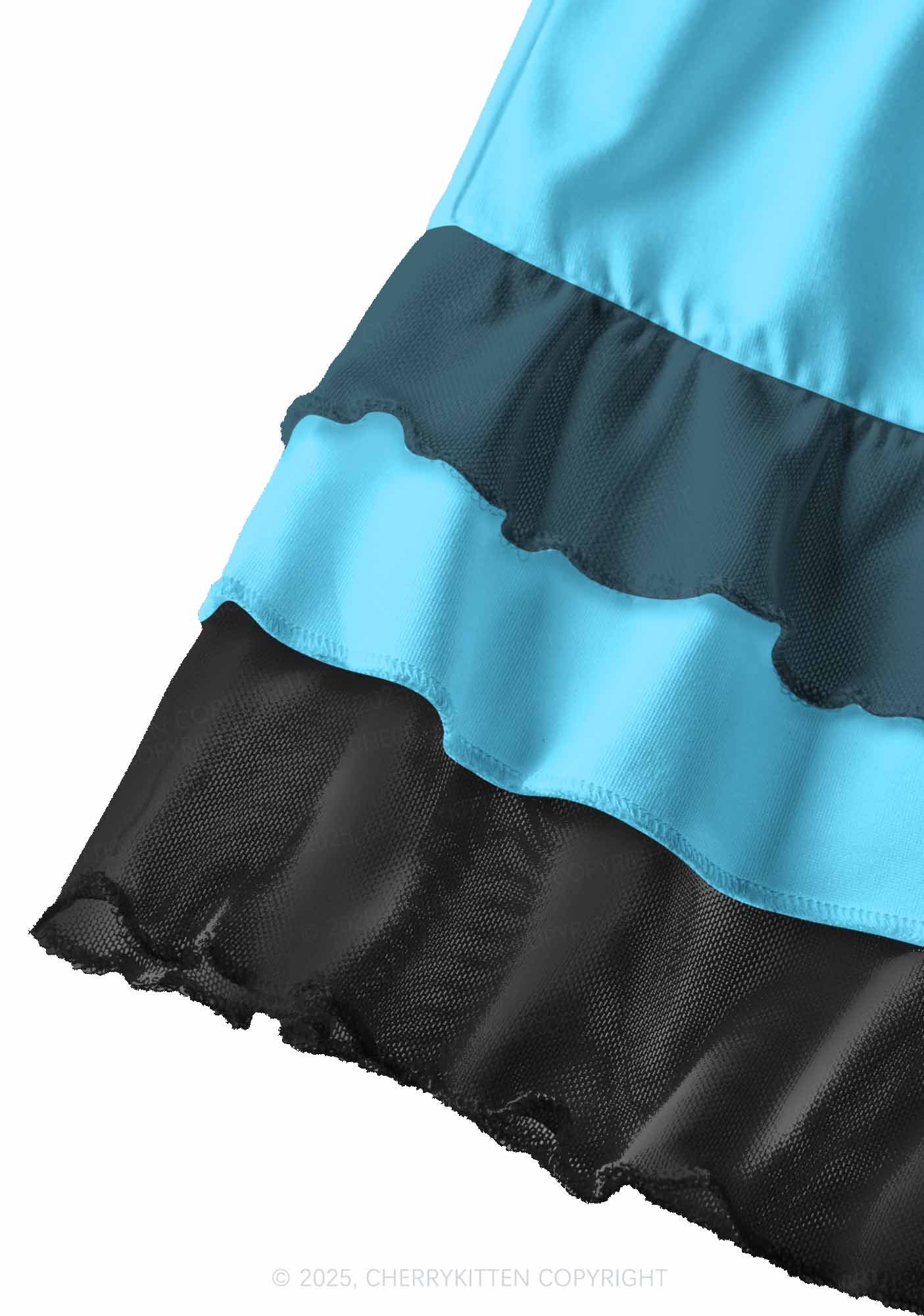 Plain Blue Y2K Print Mini Layered Skirt Cherrykitten