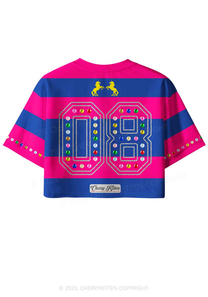 Pink Autism Y2K Crop Sport Jersey Shirts Cherrykitten