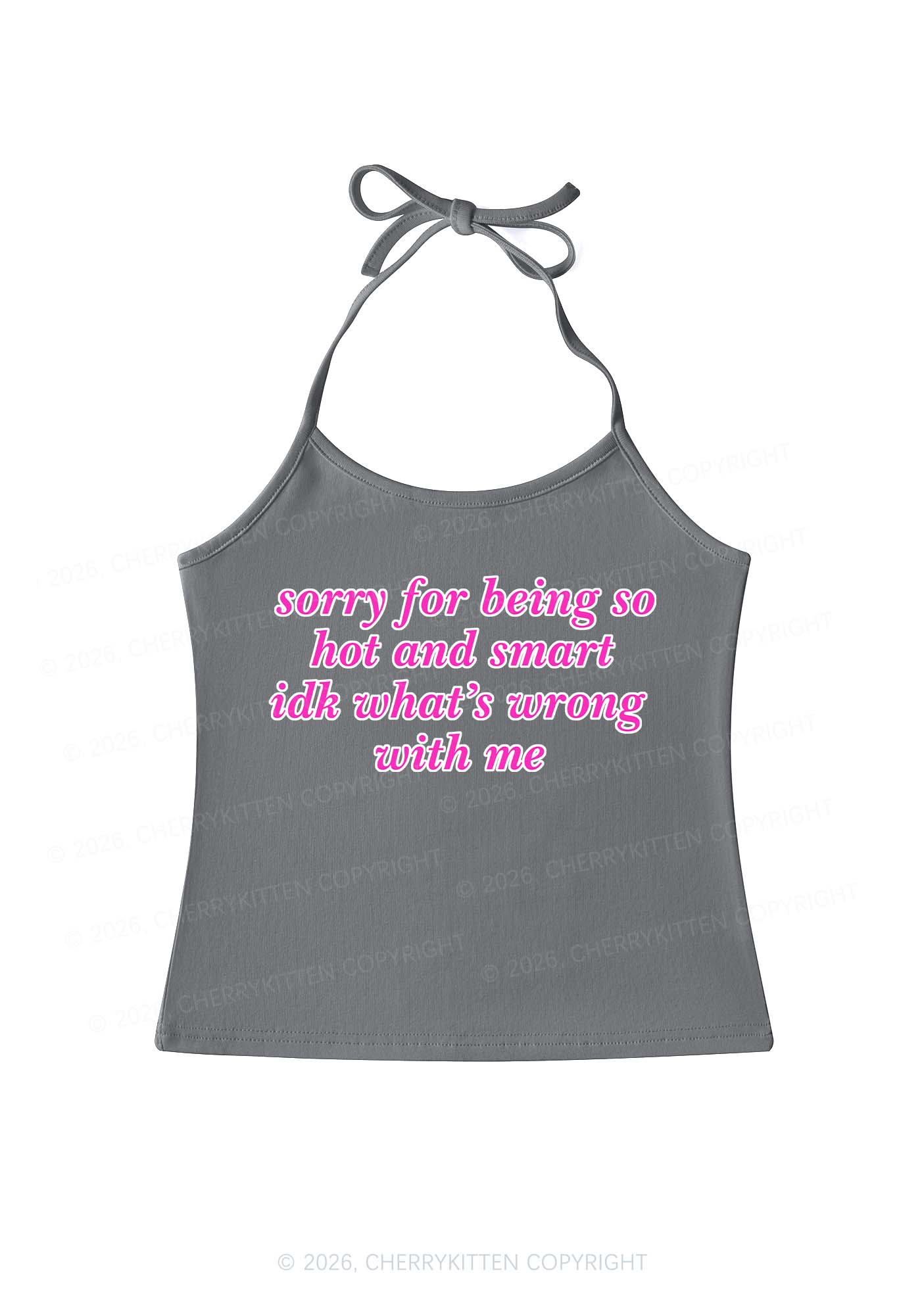 Sorry For Being So Smart Y2K Halter Neck Cami Cherrykitten